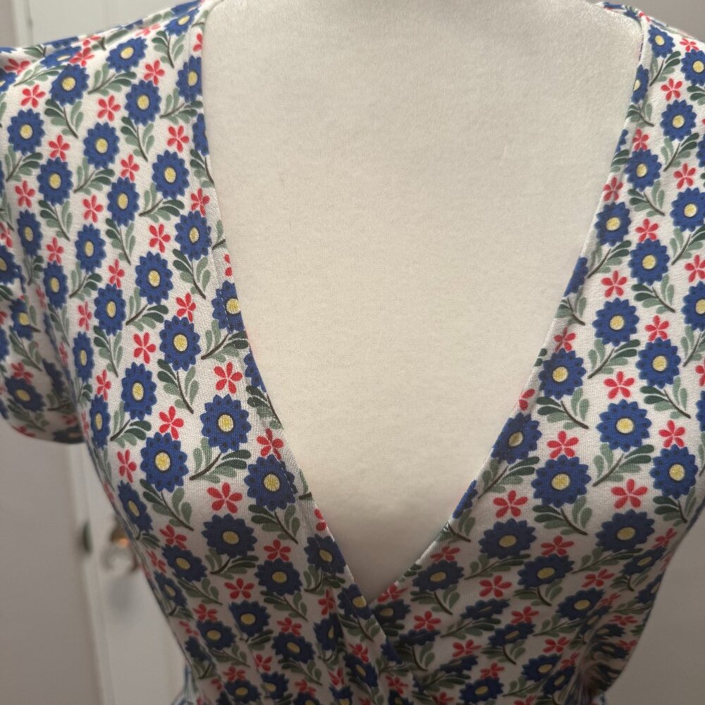 Boden Joanna Cap Sleeve Floral Wrap Dress US SIZE 8